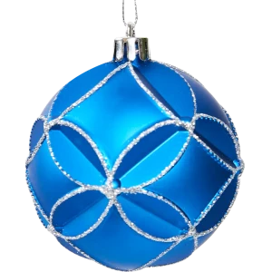 87036359 Елочное украшение Шар с объемным узором Christmas ø8 см пластик цвет синий STLM-1400968