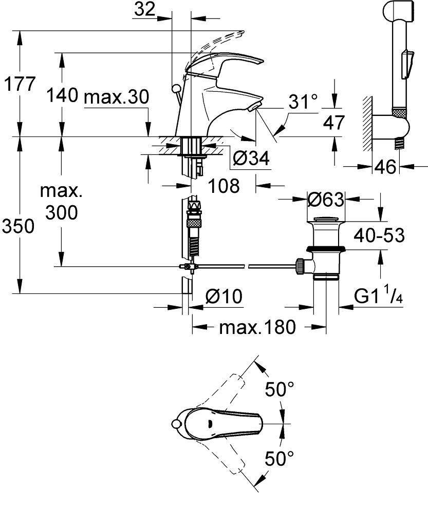 33446001 Смеситель для раковины Grohe Eurosmart хром - Вид №1