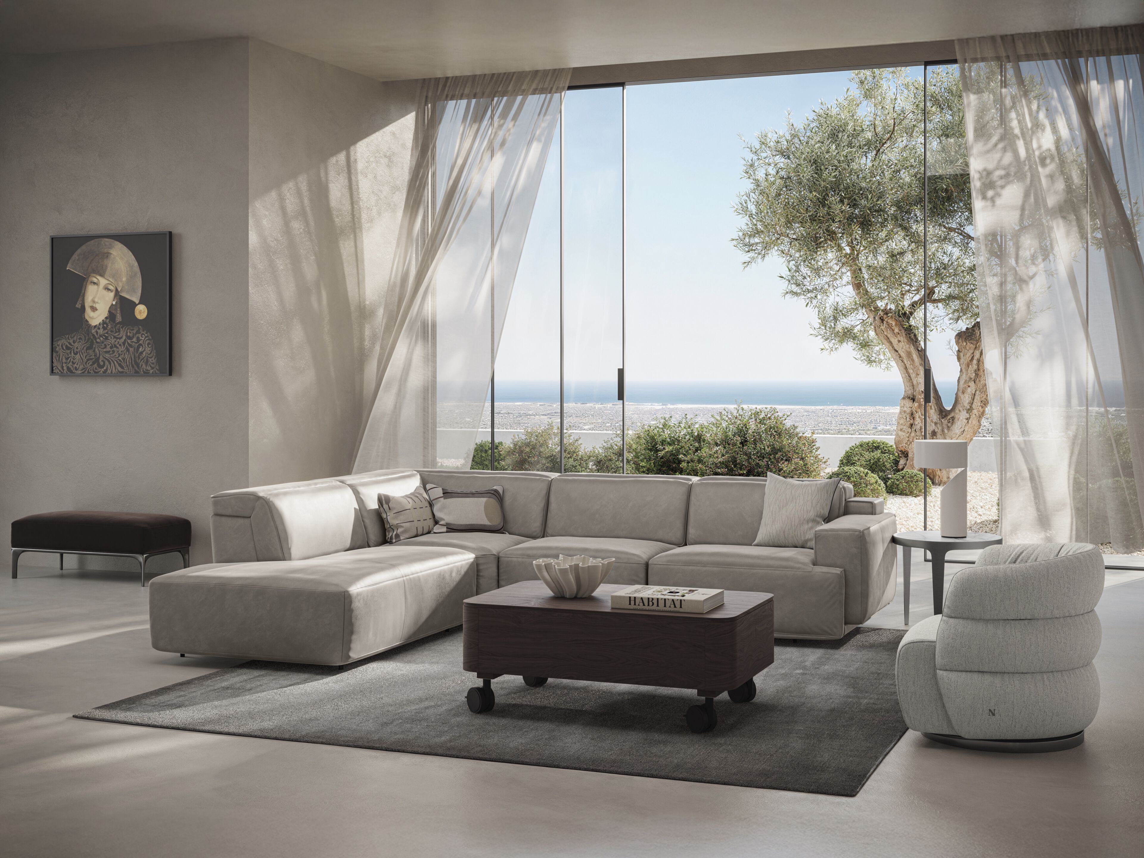 Кожаный угловой диван с откидной спинкой Natuzzi Italia IAGO ARCH-00153082 - Вид №37