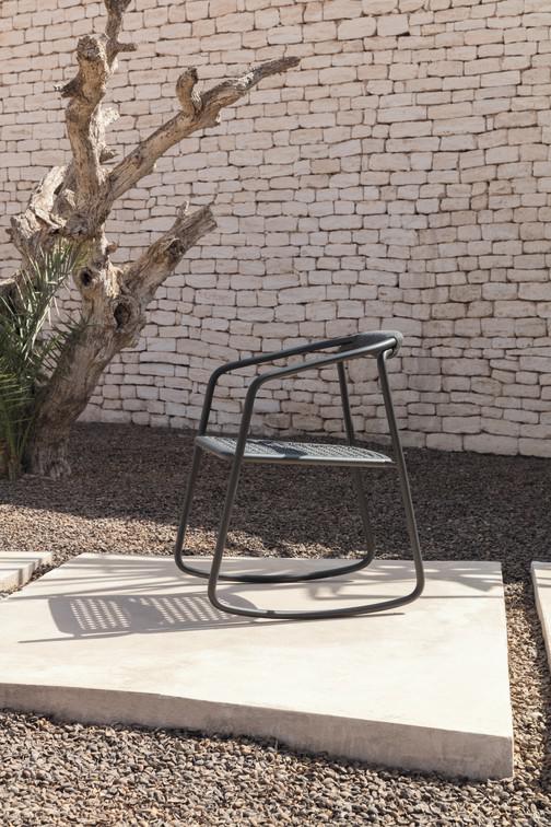 Кресло-качалка лава веревка 4,5мм антрацит + teak Manutti Duo MNST41 - Вид №9