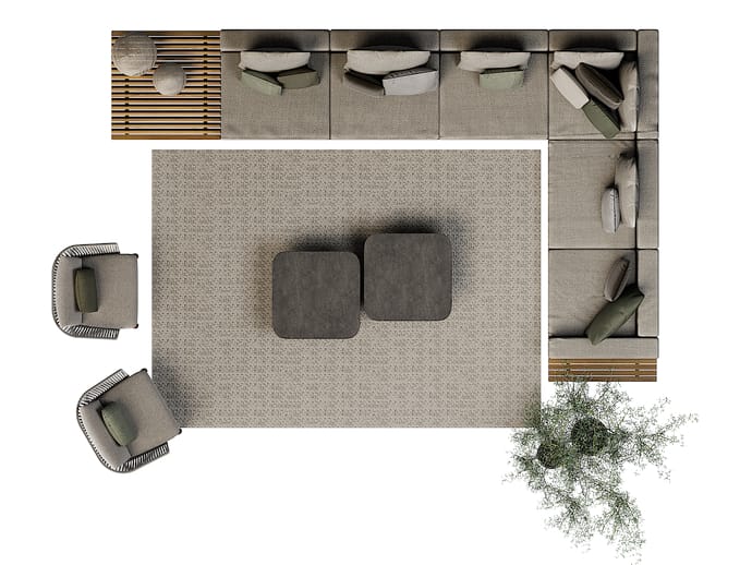 Секционный садовый диван с водоотталкивающими подушками TRIBÙ Vis à vis ARCH-00106248 - Вид №20