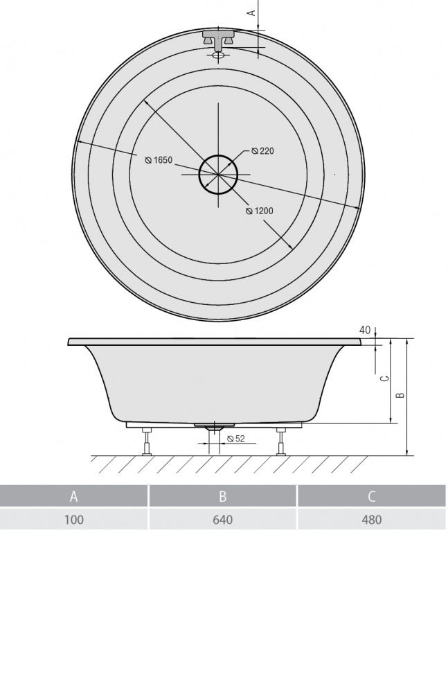 Акриловая ванна ALPEN Oblo 165 72840 - Вид №2