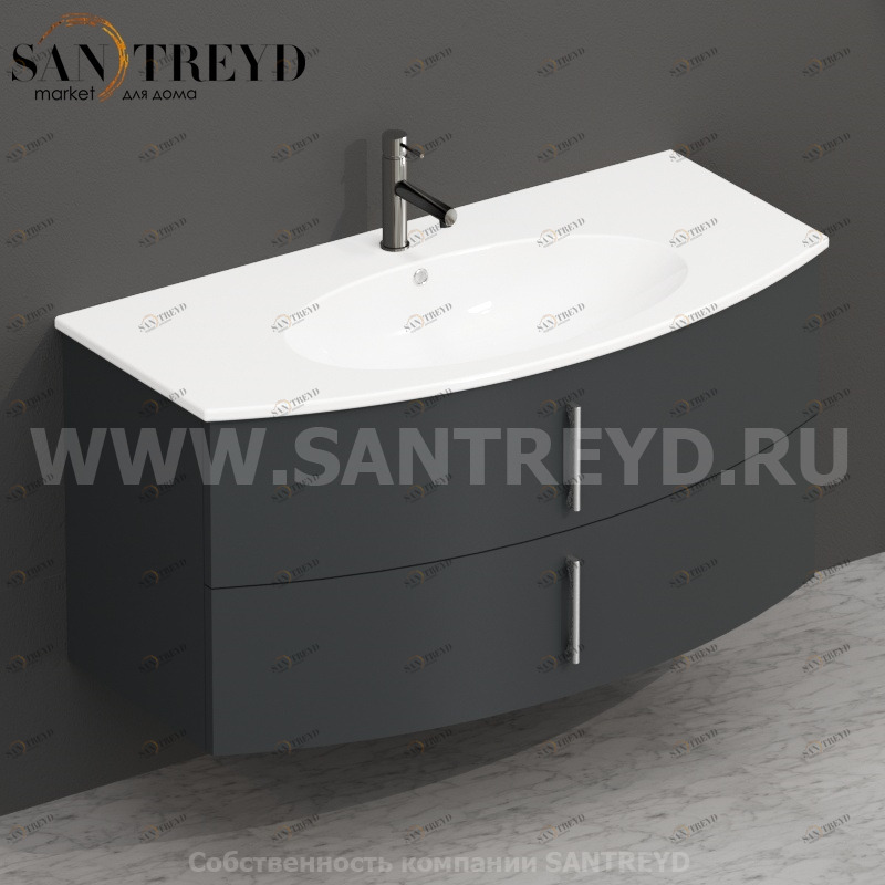 MDMC10Y093 Тумба с двумя ящиками 100 см серая Globo 4ALL Италия Ceramica Globo
