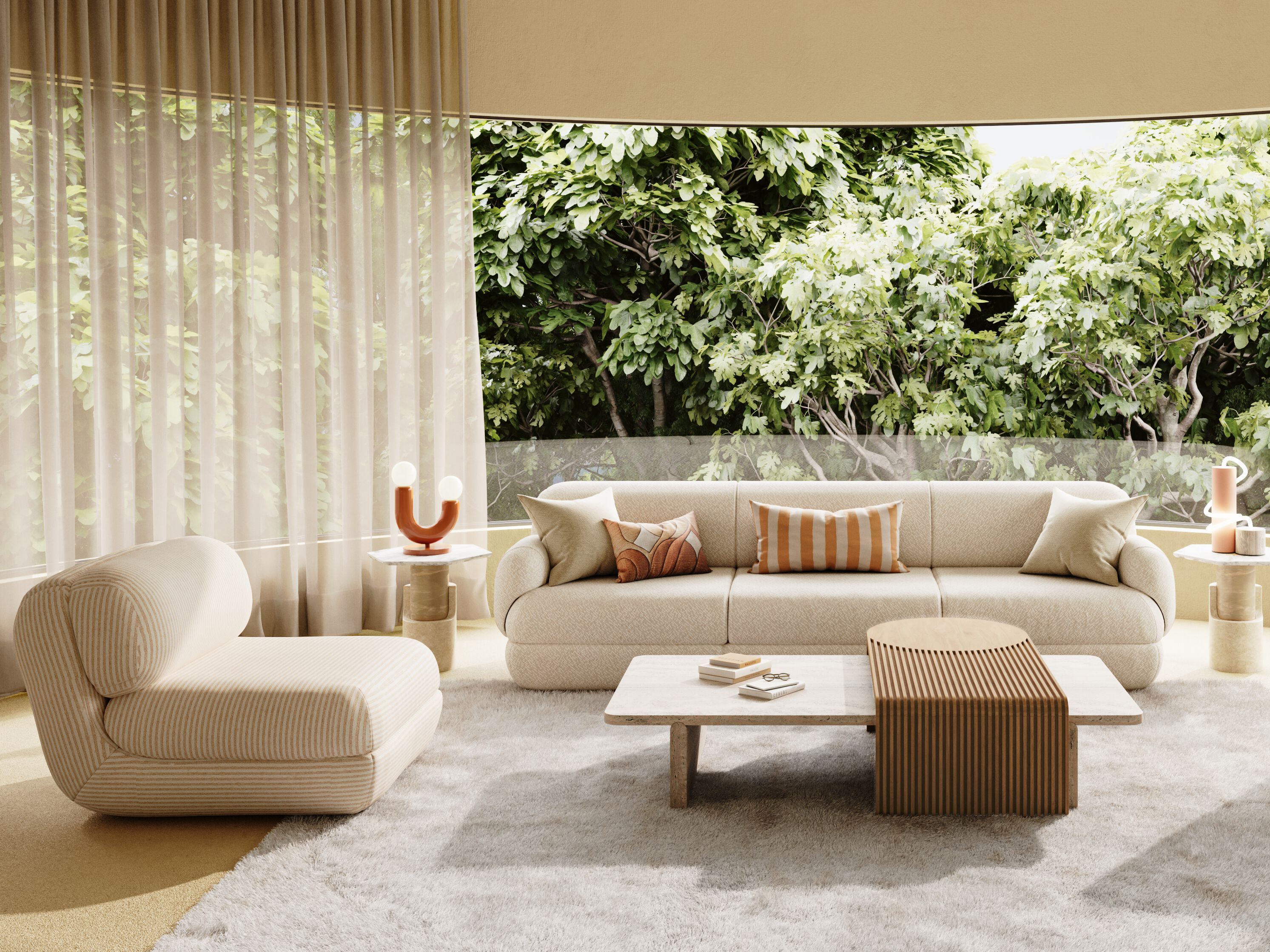 Модульный изогнутый тканевый диван с полуостровом Mambo Unlimited Ideas Mood ARCH-00107718 - Вид №7