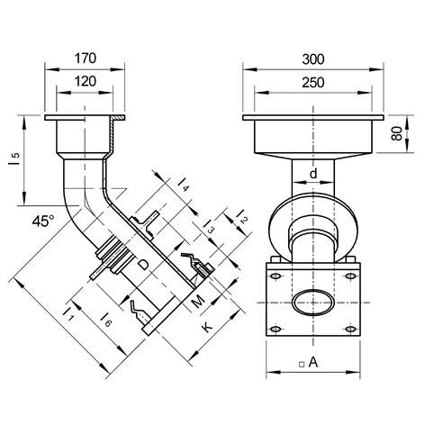 SANIT AKAL10021 Канал слив ПЭ, под углом 45 °, односторонний фланец, муфта анкеры из нержавеющей стали V4A  - Вид №1