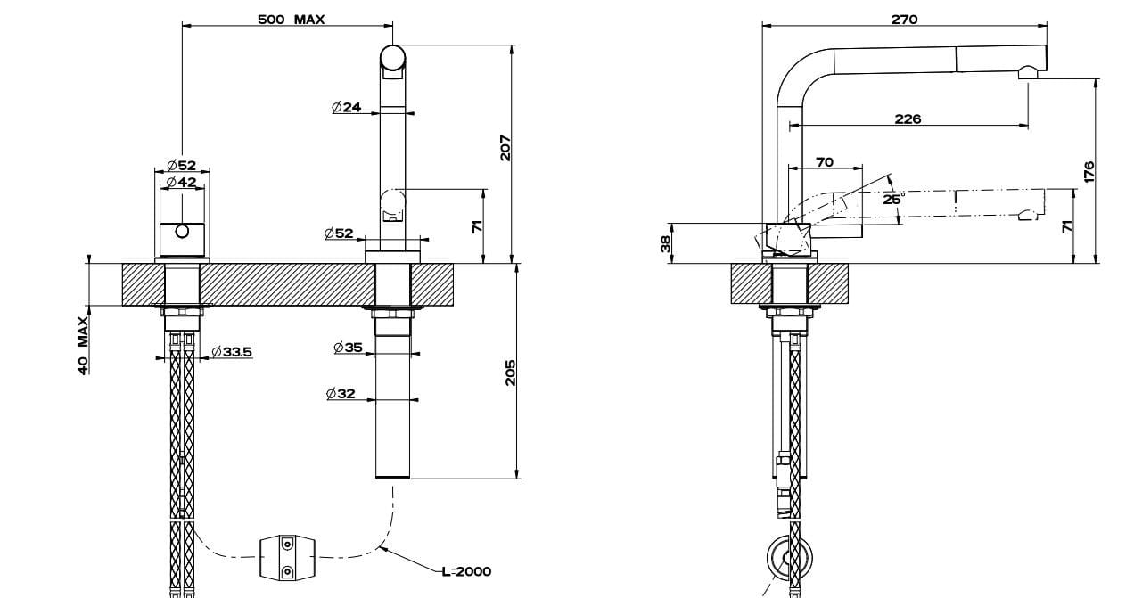 Смеситель для кухни из хромированной латуни Gessi Oxygene ARCH-00040918 - Вид №1
