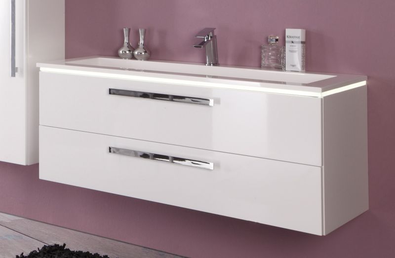 WUA3312E7(722/161) Puris Star Line, тумба (2 ящика) под рак. на 1 или 2 смесителя 1200 мм, цвет белый высокоглянцевый 