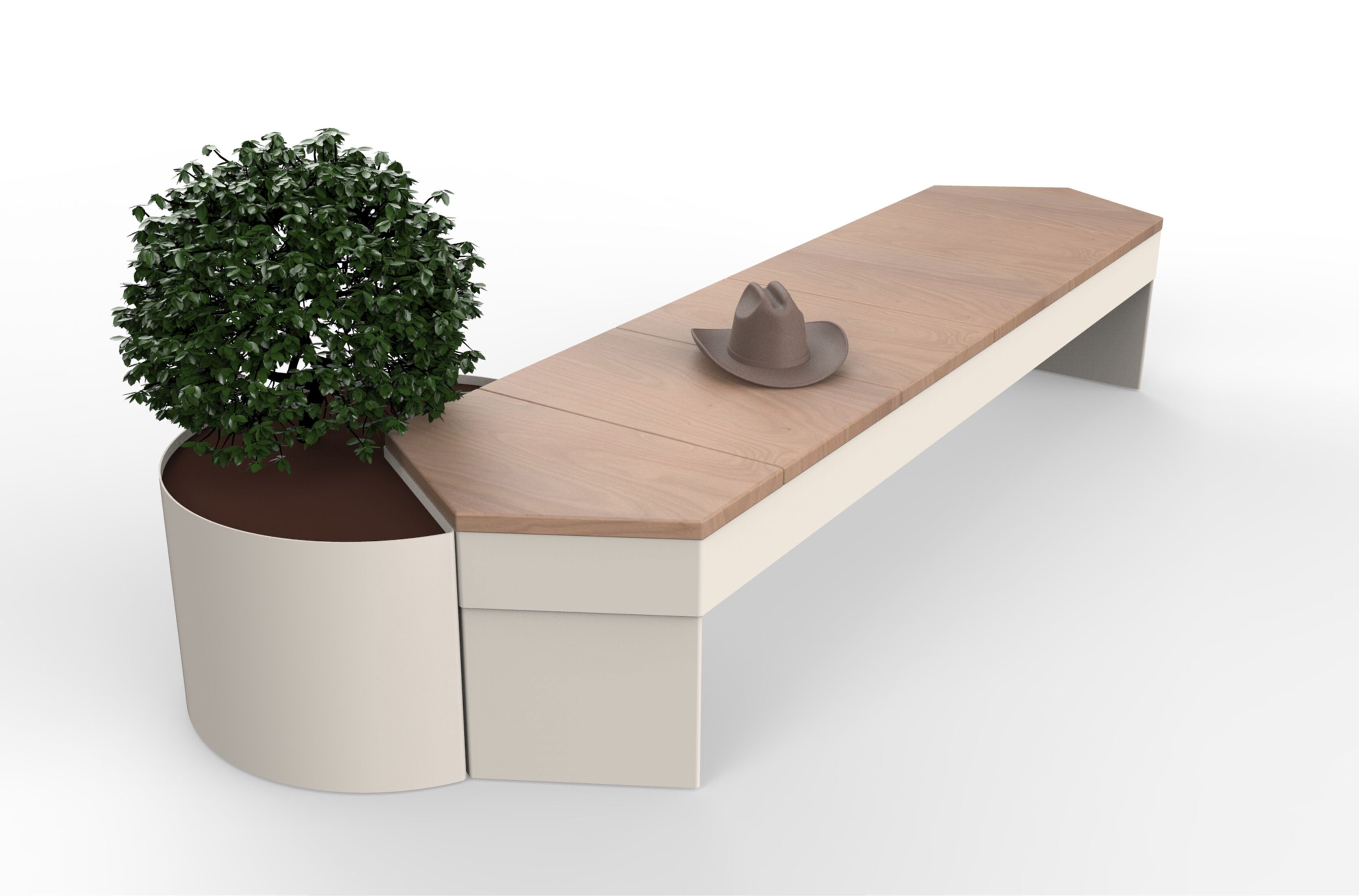 Модульная скамья из стали и дерева без спинки со встроенной плантатором CITYSì CRUISE ARCH-00037105 - Вид №4