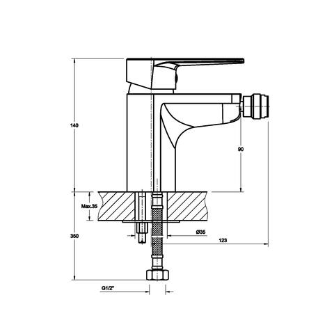 Orange Flipo M23-031cr однорычажный смеситель для биде Хром sun-id-1516901 - Вид №1