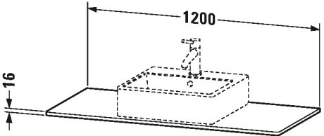 XS060F00707 Консоль XSquare #XS060F 1200 x 550 мм Бетонно-серый матовый декор Duravit - Вид №1