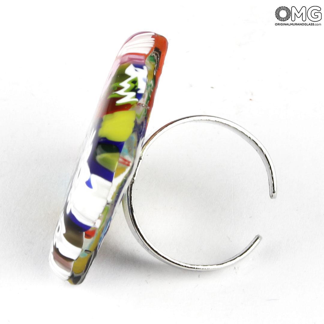 3495 ORIGINALMURANOGLASS Кольцо Эстер - миллефиори - муранское стекло Original Murano Glass OMG 4 см  - Вид №1