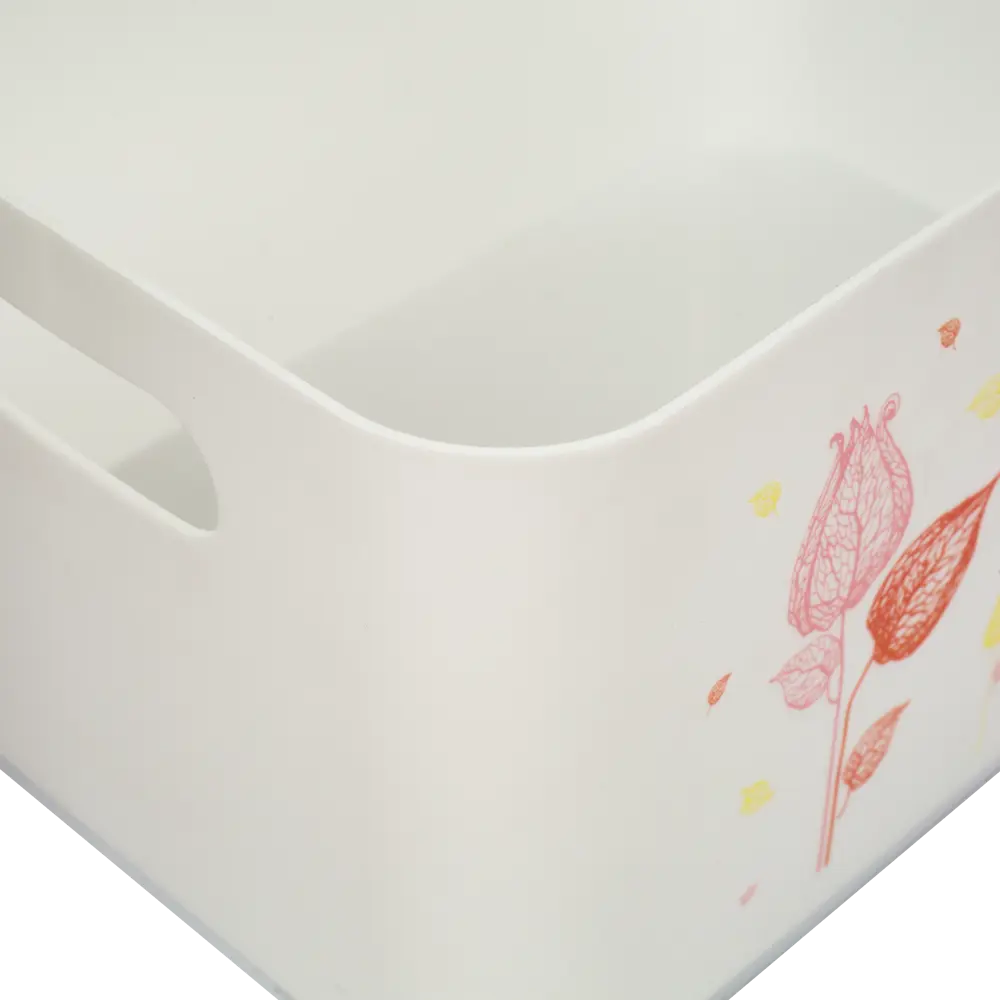 Корзина Flowers Pattern 15.7x12.1x11.5 см пластик цвет белый BEROSSI STLM-2171690 - Вид №3