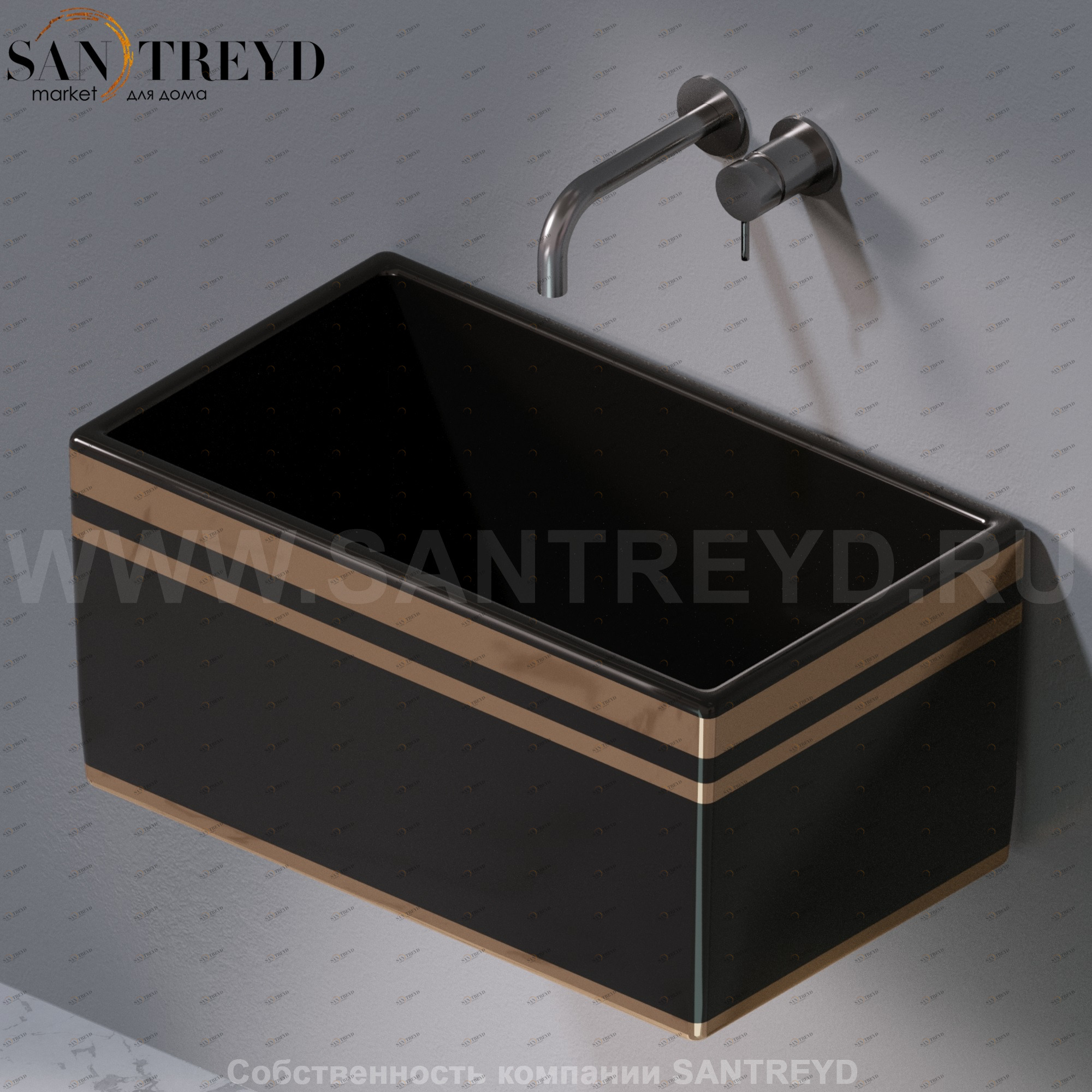 L112476B Подвесная раковина настенная прямоугольная A. e T. Italia Tower черная AeT ITALIA