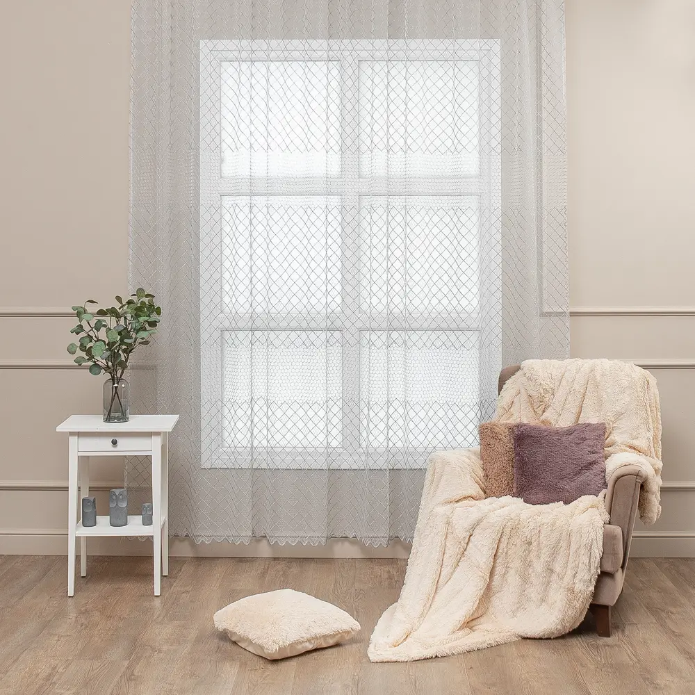 Тюль на ленте Peru 28989 300x280 см цвет серый AMORE MIO STLM-2114336