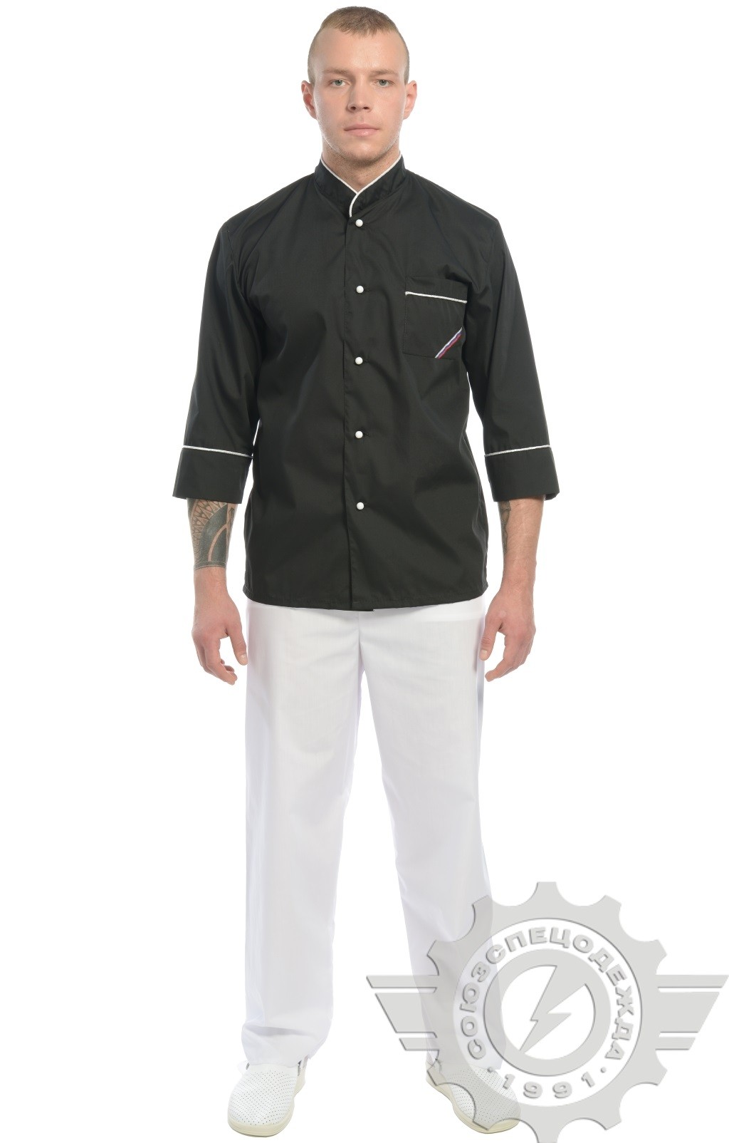 69105 Куртка поварская "Люкс-Лайт" черная  Повар  размер 56-58/170-176 Спецодежда  - Вид №9