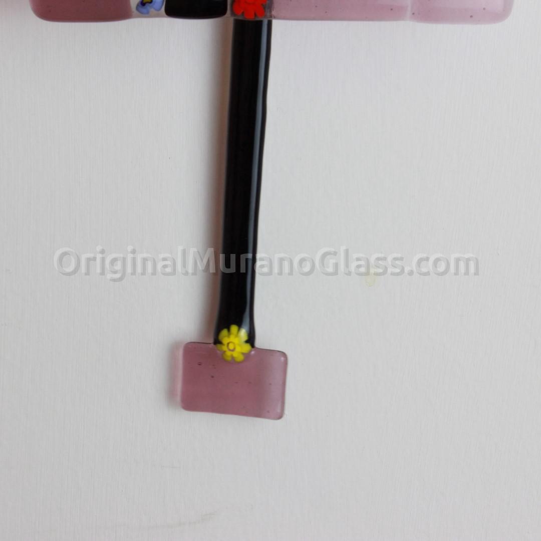 1264 ORIGINALMURANOGLASS Настенные часы с маятником Розовая муррина- маленькие - муранское стекло 14 см  - Вид №1