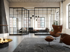 Алюминиевая и стеклянная поворотная дверь