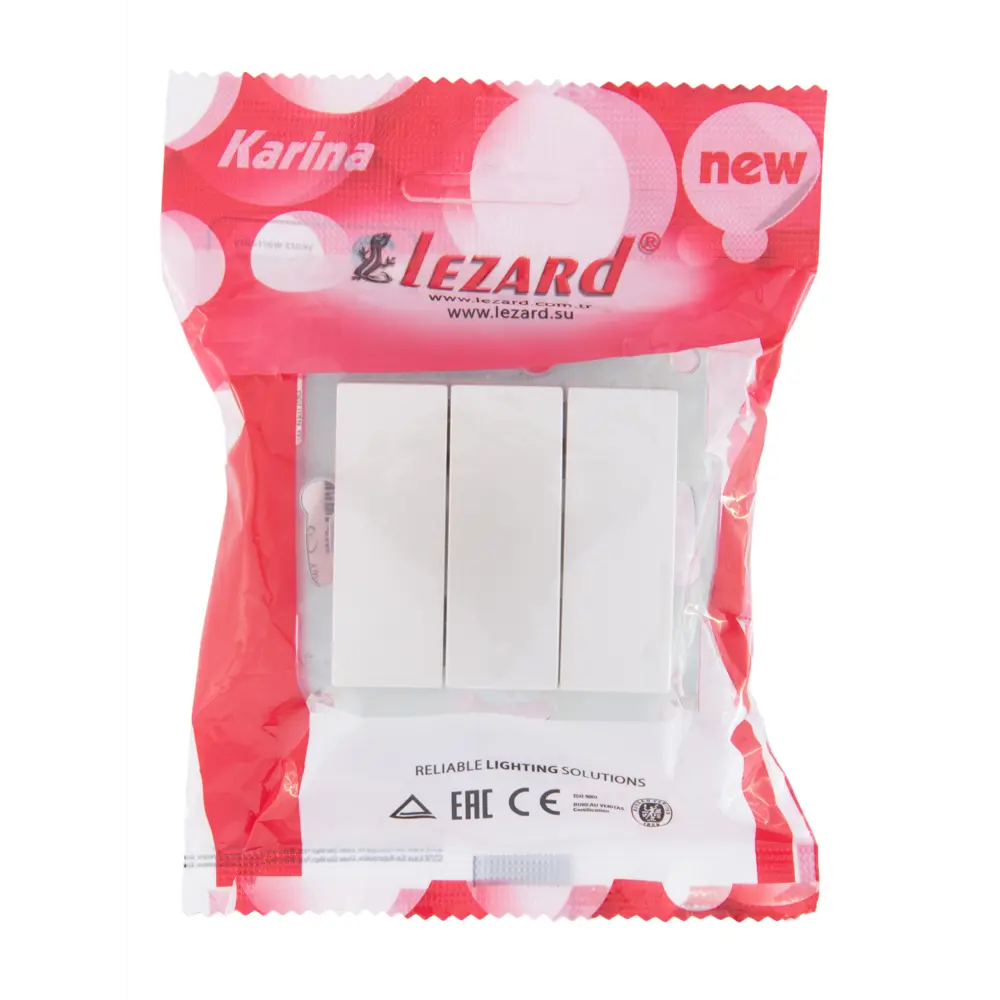 Выключатель Lezard Karina 3 клавиши цвет жемчужный белый перламутровый STLM-2183145 - Вид №6