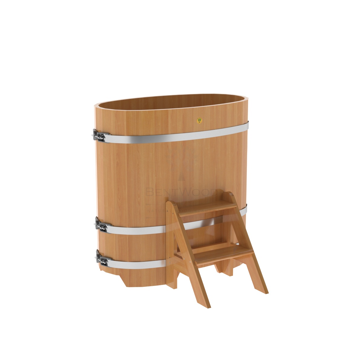 1129 Купель овальная из лиственницы 0,59х1,06х1,10 натуральная премиум Alyarus  - Вид №1