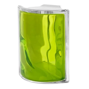 Стеклоблок Vitrablock Волна окрашенный внутри угловой цвет тархун