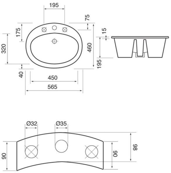 Встроенная раковина под столешницу овальная Gentry Home sun-id-1368781 - Вид №3