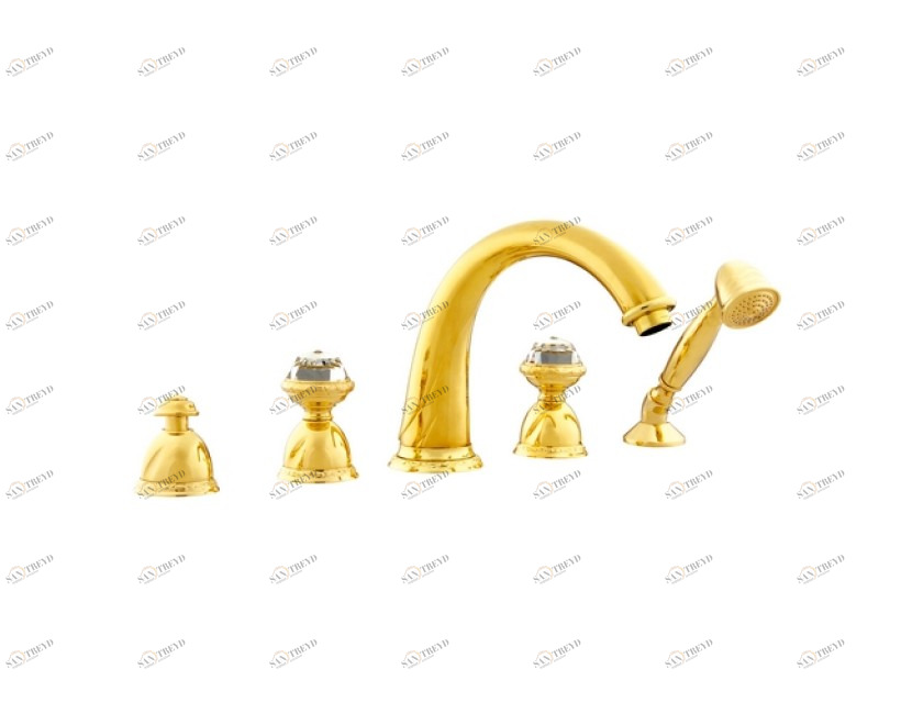 051216.E00.50 Набор для ванны с пятью отверстиями и кристаллами сваровски Яркий хром Mestre Oman