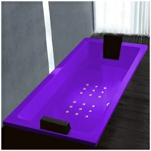 Ванна Gruppo treesse Quadra 199 V073C-DX-FZ фиолетовая с золотой фурнитурой и аэромассажем прямоугольная встроенная правая