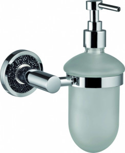 H2014/11B Sanibano Ebano, настенный стеклянный дозатор, цвет хром-кристаллы Swarovski black