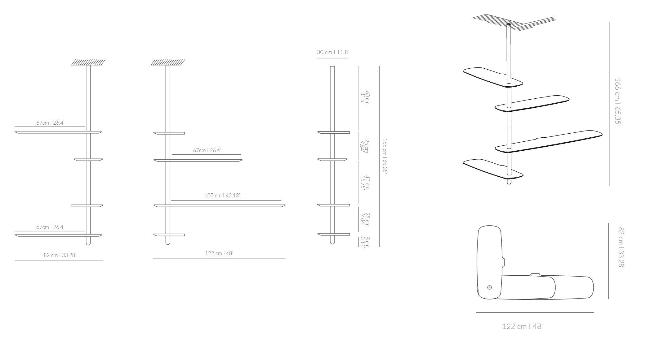Модульная потолочная полка из шпона NOMON уникальная ARCH-00047381 - Вид №11