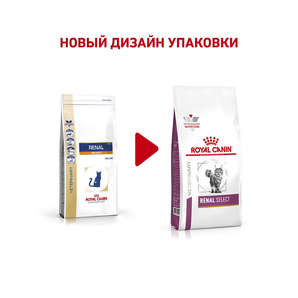 ПР0053533 Корм для кошек Vet Diet Renal Select при хронической почечной недостаточности сух. 2кг ROYAL CANIN  - Вид №1