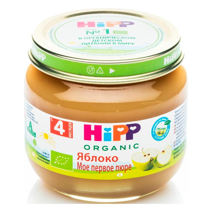 Фруктовое пюре Яблоко с 4 месяцев мое первое пюре HiPP 80 г Santreyd 15603 - Вид №1