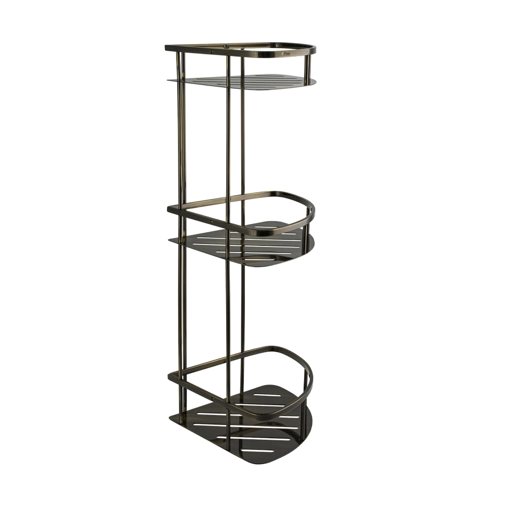 GFmark - Полочка угловая, овальная, с литым дном, тройная, 22 см - БРОНЗА, код: 77357  - Вид №4