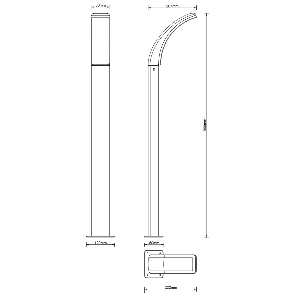 Фонарный столб KREAFORTA Luca 96 см нейтральный белый свет цвет серый STLM-2128873 - Вид №4