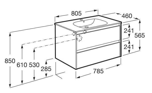 Деревянный подвесной умывальник с ящиками Roca Tenet ARCH-00042769 - Вид №13
