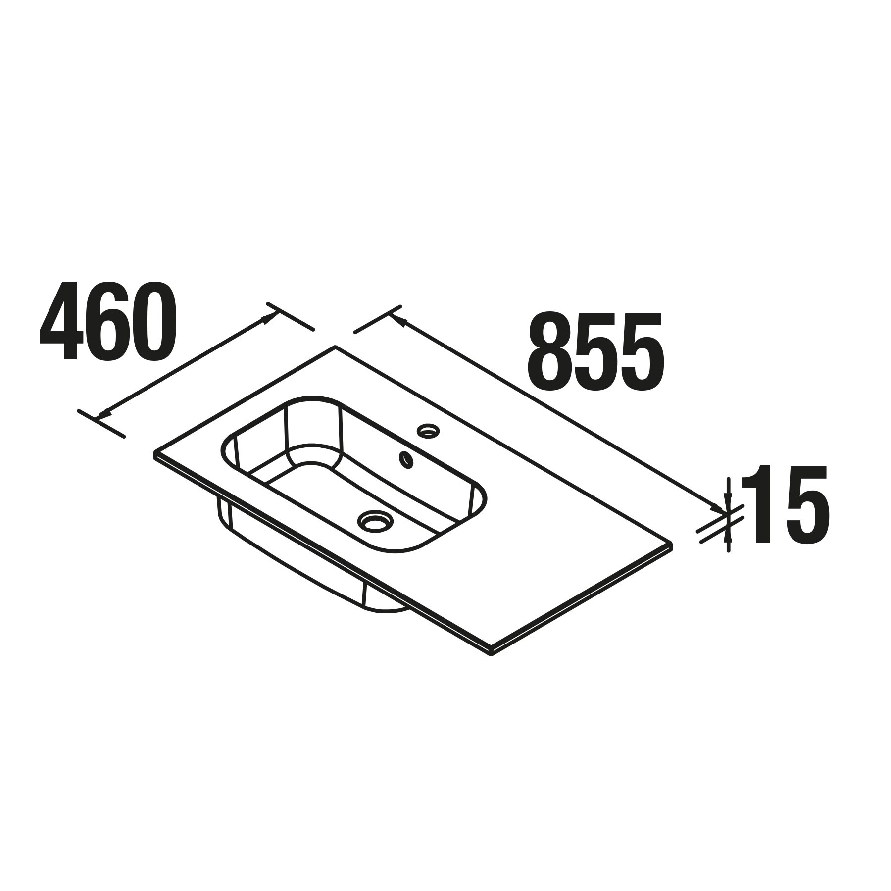 18686 SALGAR Раковина SOFIA 855 Тумба справа MINERALMARMO 855 x 15 x 460 мм - Вид №1