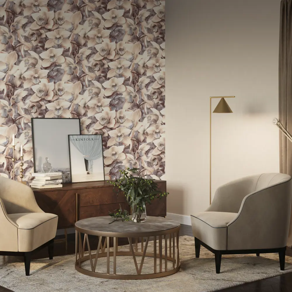 Обои флизелиновые Simple Orchidea бежевые 1.06 м SP71840-22 Santreyd STLM-2114180 - Вид №3