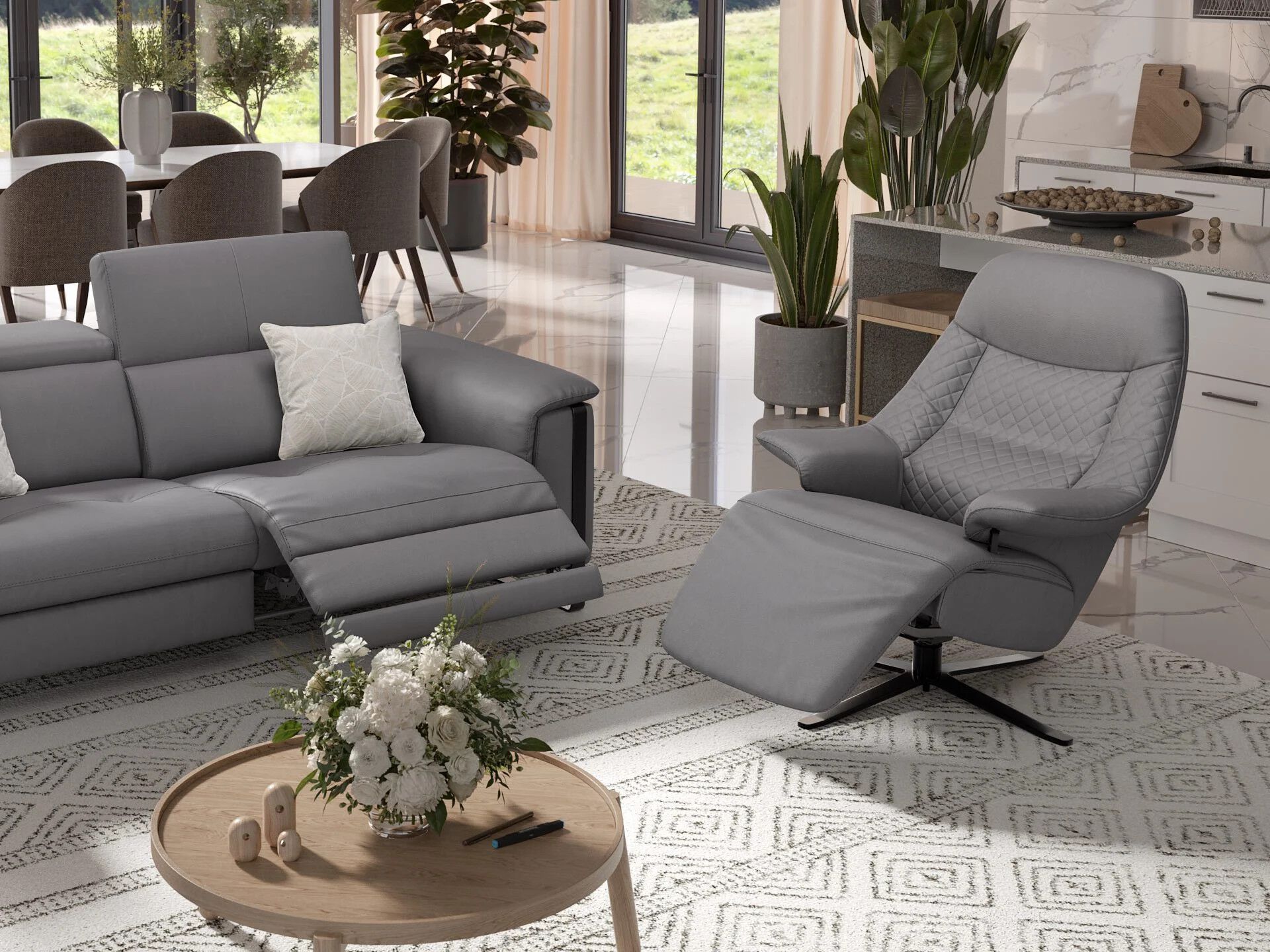 Кожаное вращающееся кресло с подлокотниками Sofanella Гренада ARCH-00023635 - Вид №5