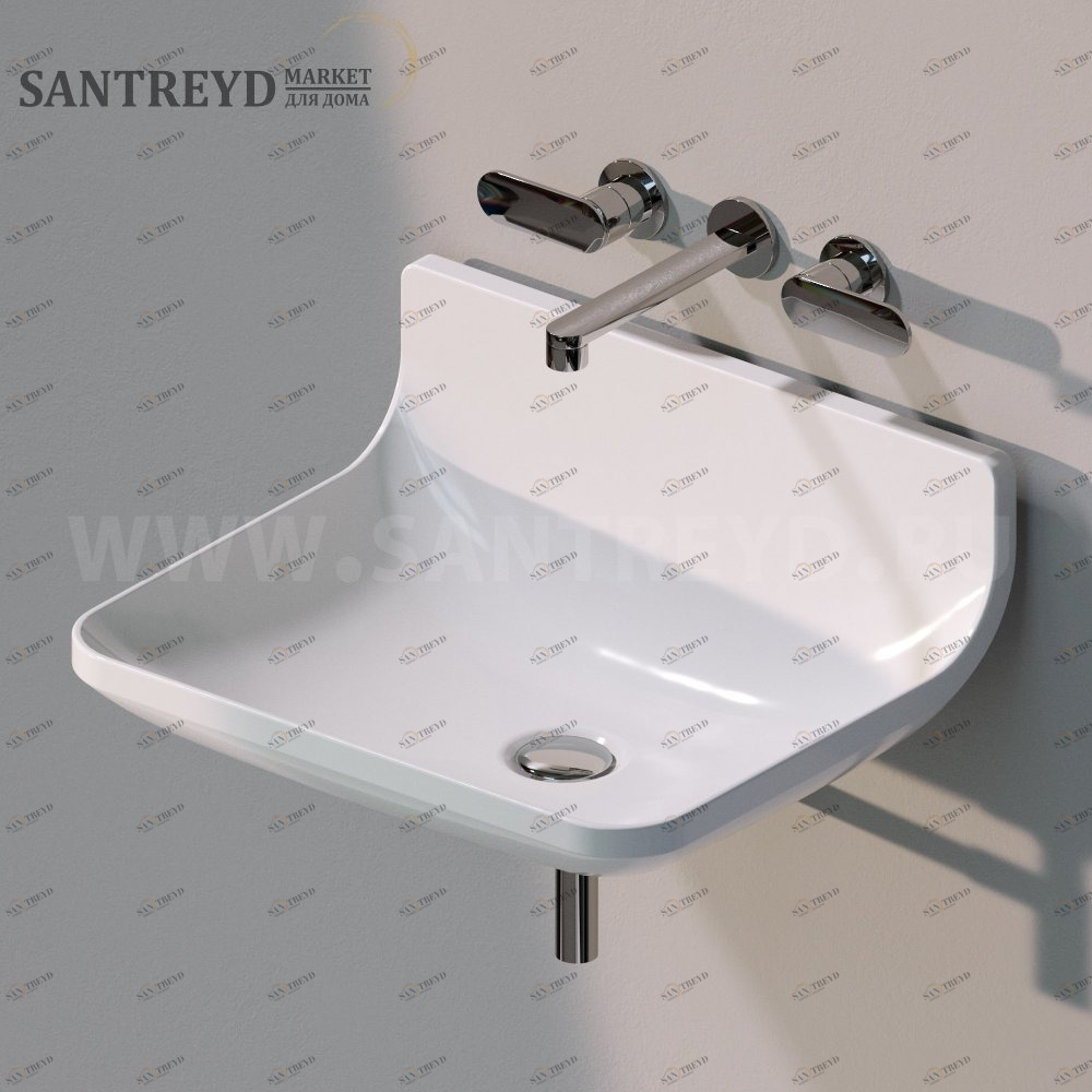 PT54L9016 Подвесная раковина настенная прямоугольная Ceramica Flaminia Plate белая