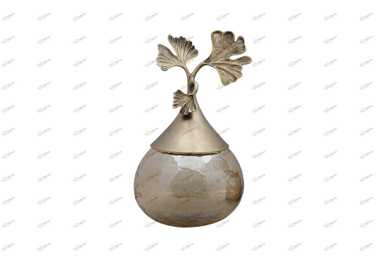 Ваза декоративная с крышкой 20х32 см "Гинкго" GARDA DECOR ДИЗАЙНЕРСКИЕ 00-3861200 Бежевый;золото 