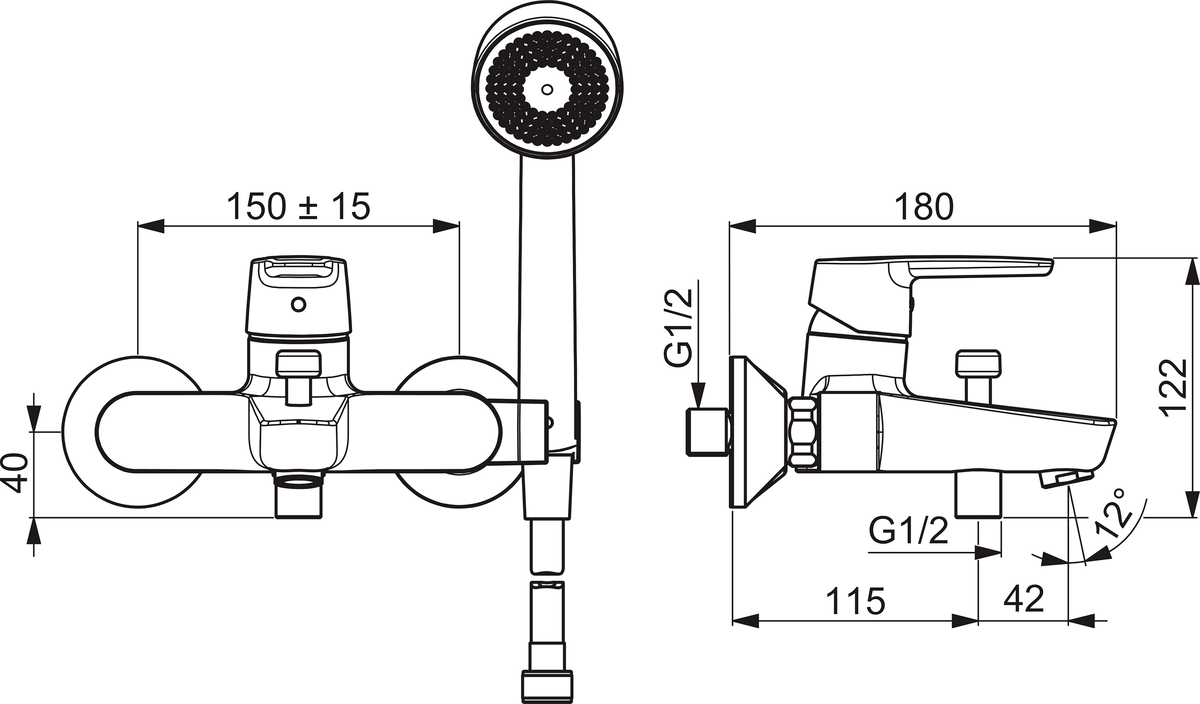 Oras 3951Y Смеситель для ванны и душа с комплектом 3951Y Saga Хром  - Вид №1