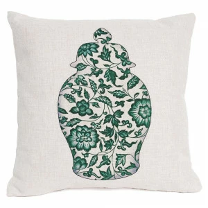 Декоративная подушка 45х45 см бело-зеленая "Антик Грин" "Китайская ваза 3" BYOBJECT РИСУНОК 00-3873549 Белый;зеленый