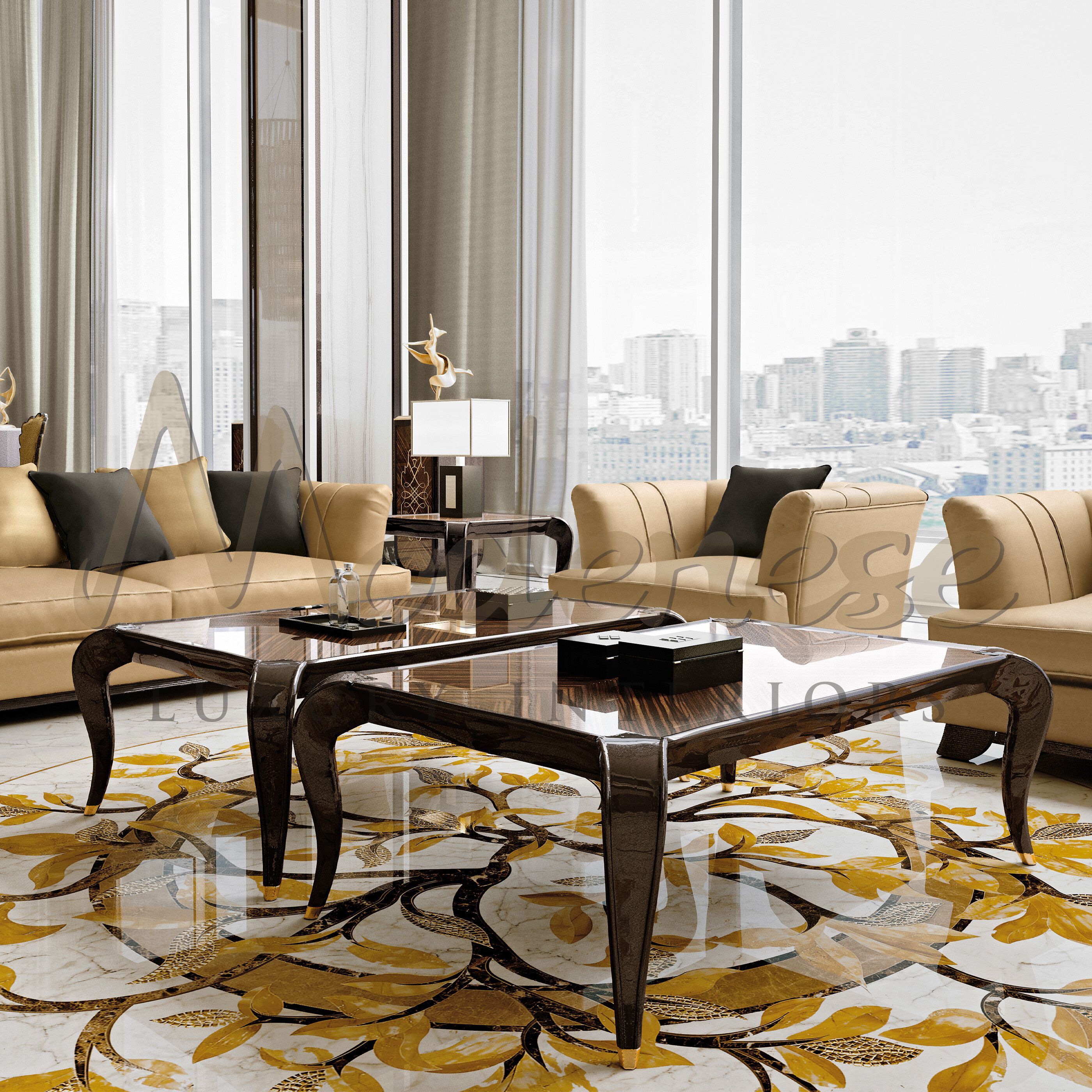 Прямоугольный журнальный столик из мрамора Calacatta Modenese Luxury Interiors CURVY LEGS ARCH-00068577 - Вид №4