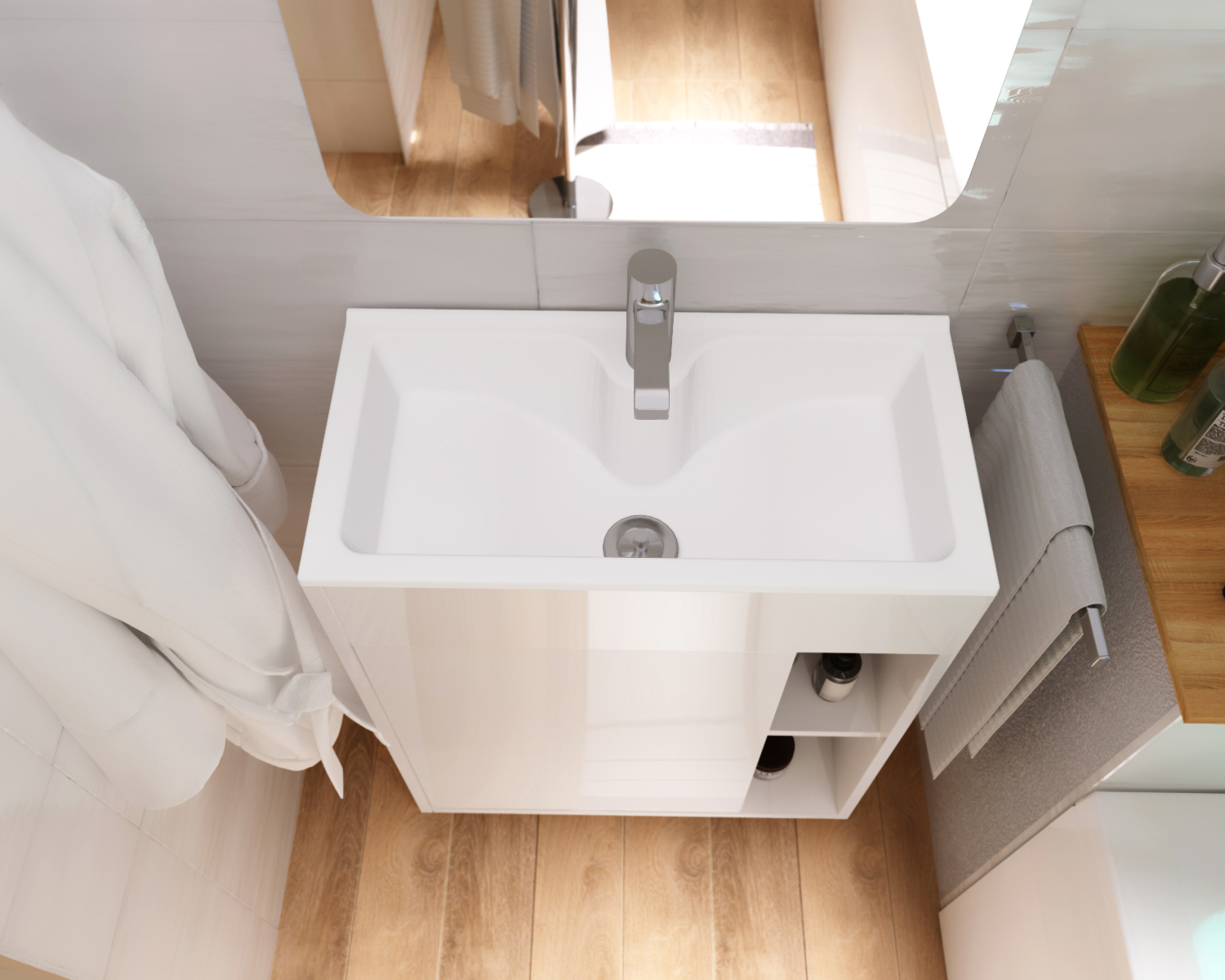 У75329 Тумба с раковиной Lido 60П 1д. Белый глянец 1 Marka LIDO - Вид №2