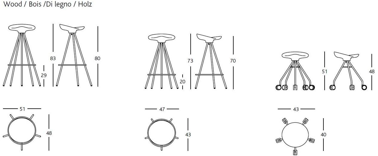 BD Barcelona Design Низкий табурет на деревянной эстакаде на колесиках Jamaica sun-id-1464885 - Вид №2