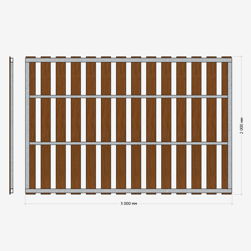 Заборная секция «Штакетник классический» 3×2м RUSDECKING sun-id-1025054 - Вид №2