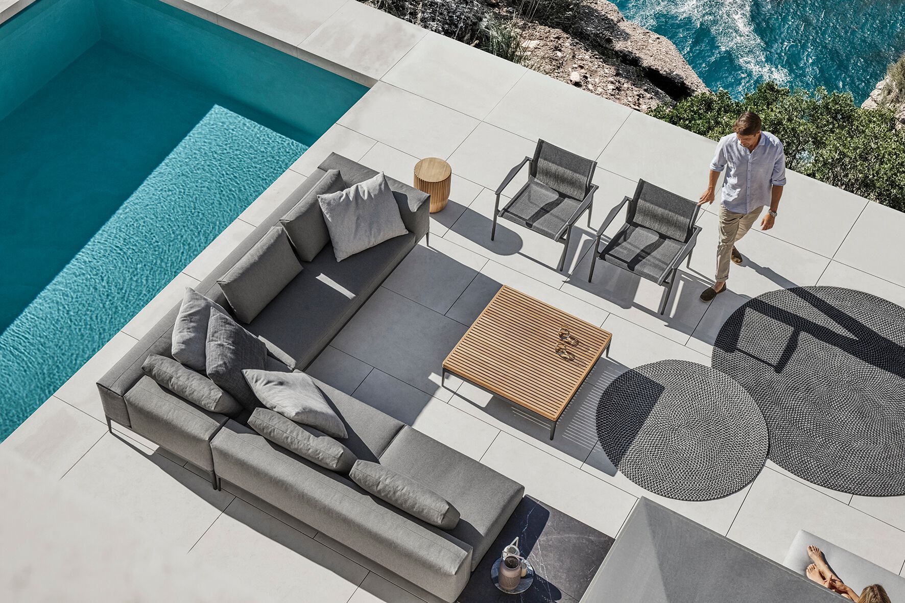 2-местный тканевый модульный садовый диван Gloster сетка ARCH-00041840 - Вид №20