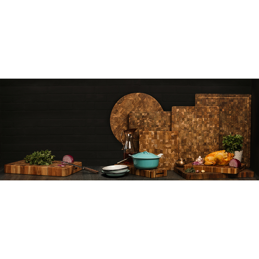 TH333 Доска разделочная торцевая butcher block с желобом для сока 61х46 см TEAKHAUS  - Вид №2