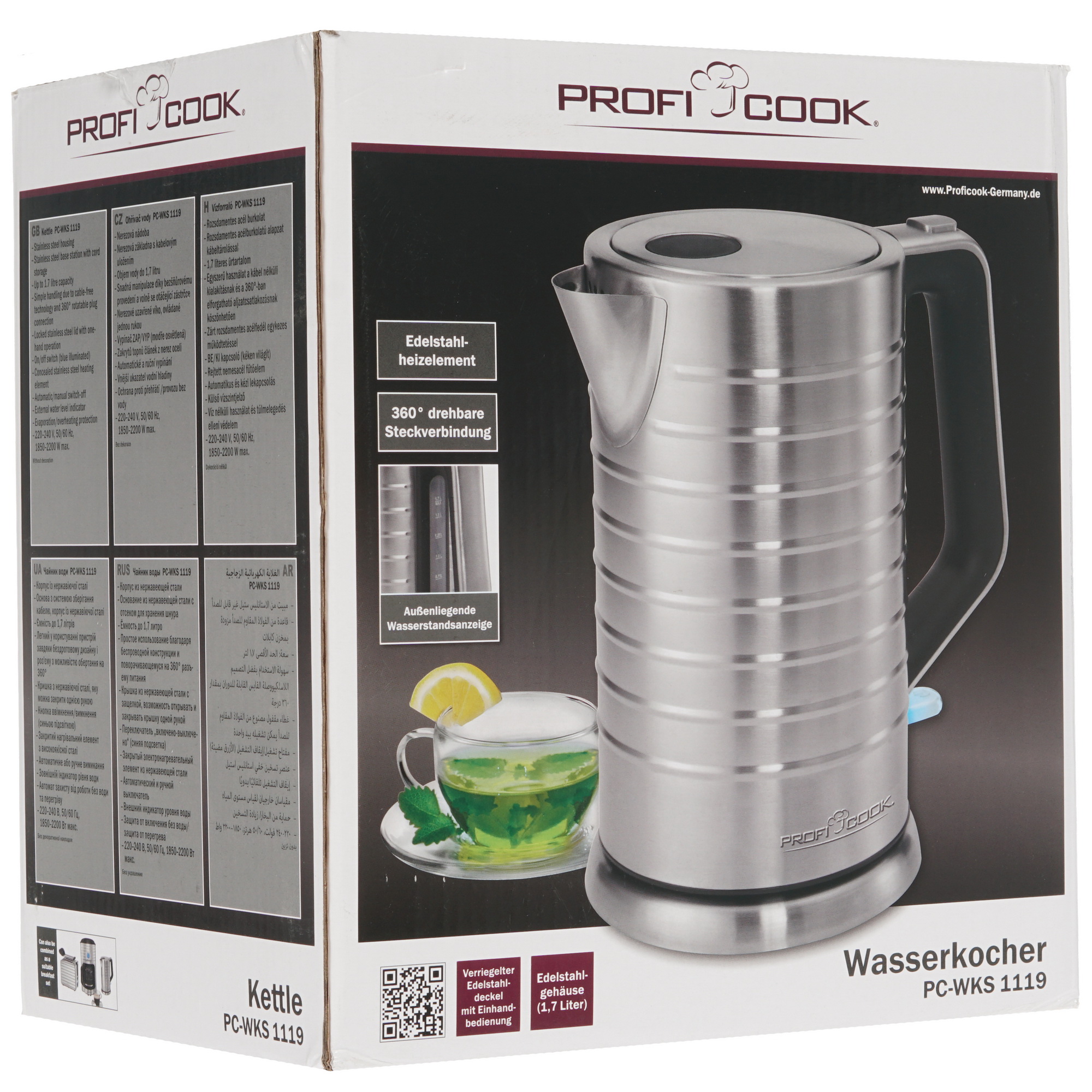 8117211 Электрочайник Profi Cook PC-WKS 1119 серебристый ProfiCook STDN-0138472 - Вид №5