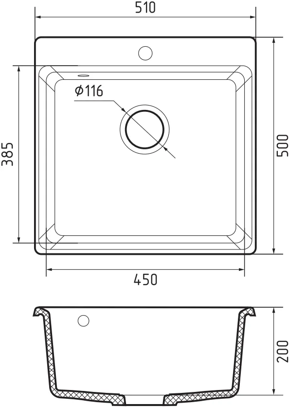 Кухонная мойка LV-510 GRANFEST LEVEL - Вид №1