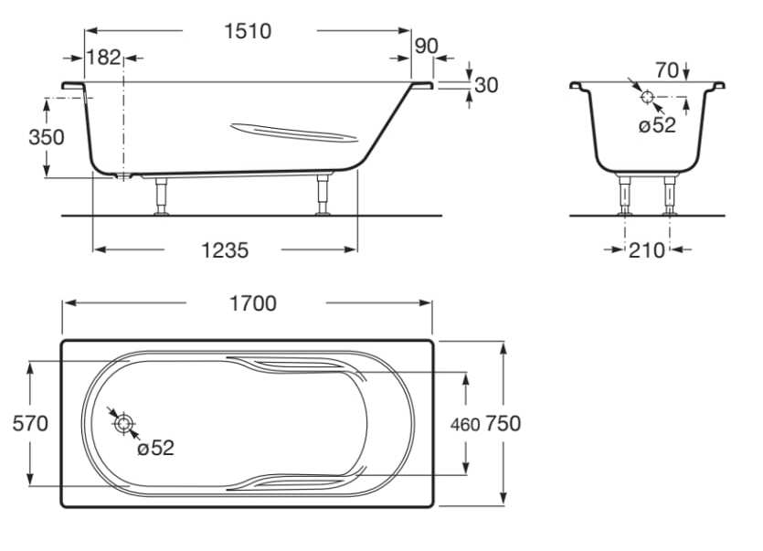 Утопленная акриловая прямоугольная ванна Roca Genova-N ARCH-00090360 - Вид №6